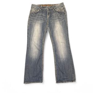 Rock Revival Elaina Easy Boot Jeans Women’s Size 31 Blue Denim Buckle Exclusive